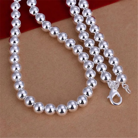 🌟 Sterling Silver Beaded Beads Necklace - Picture 2 of 5